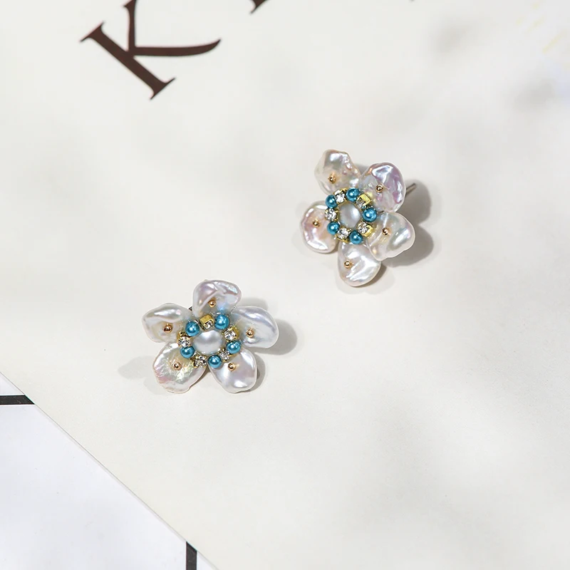 Vanssey модные ювелирные изделия ручной работы OL завод цветок ромашка натуральный неровный жемчуг серьги гвоздики аксессуары для женщин Новинка