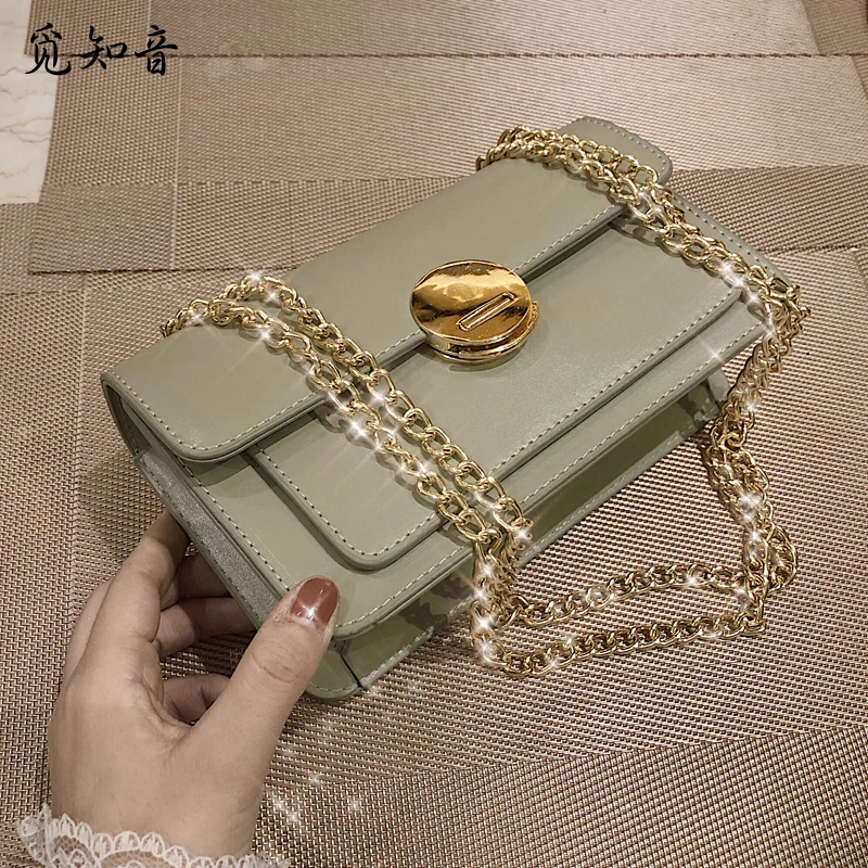 

Elegant Female Square Bag Lock Flip Bag 2019 Summer New Quality Pu Leather Women's Designer Handbag Chain Shoulder Messenger Bag