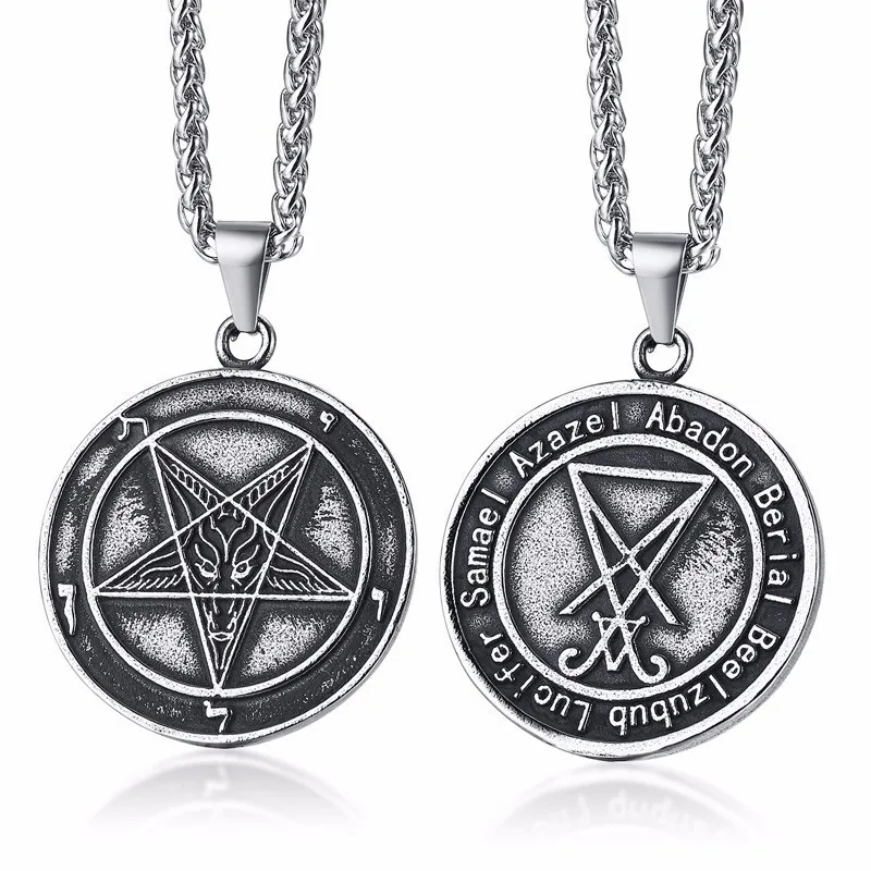 

Assorted Style Satanic Jewelry Lucifer Pentagram Baphomet Amulet Goat Satan Wiccan Satanism Pendant Necklace Stainless Steel