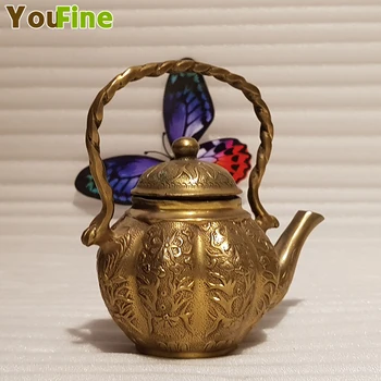 

Bronze carved pumpkin copper pot copper pot portable pot teapot antique crafts practical ornaments