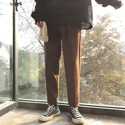 2018 осень и зима Корейская версия тренда девять штанов прямые толстые брюки мужские свободные брюки пять цветов S-XL