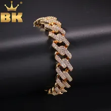 BLING KING 7 дюймов 8 зубец кубинские ссылки браслеты 14 мм Bling кубического циркония хип хоп Золото Цвет ювелирный браслет мужской