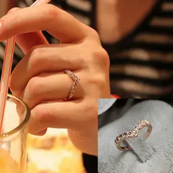 Мода 2018 г. v-образное кольцо модные украшения уникальный дизайн инкрустированные кольцо с имитацией кристала ювелирные изделия для женщин