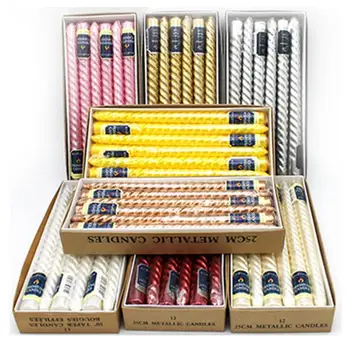 

12Pcs European Style Long Threaded Candles Multi-Color Wedding Birthday Party Smokeless Oil Free Candle with Special Candlestick