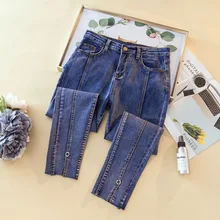 Новые весенние женские джинсы с высокой талией, модные женские эластичные Стрейчевые джинсы Boyfriend, потертые джинсовые брюки-карандаш размера плюс 4XL