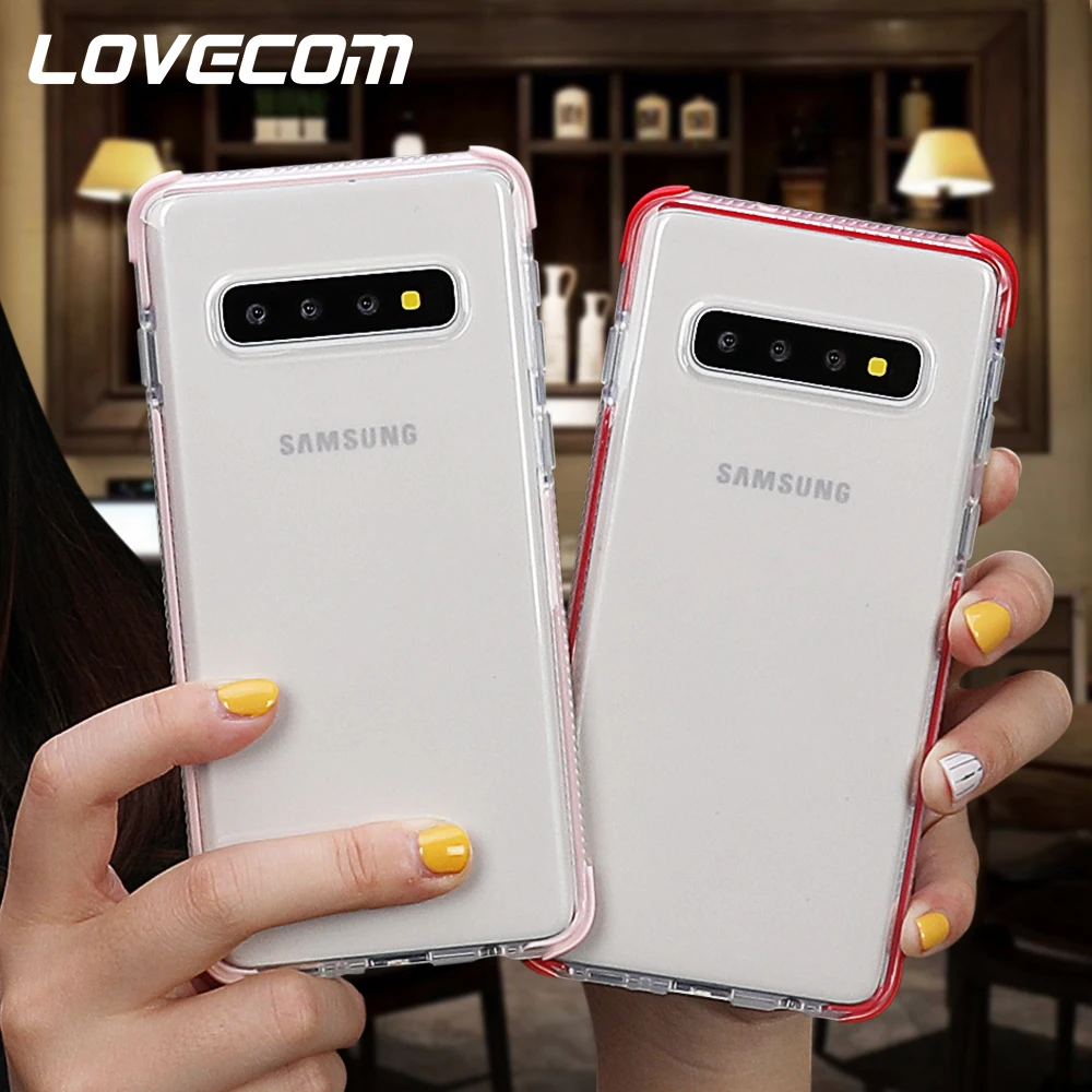 Ударопрочный Прозрачный чехол для телефона LOVECOM для samsung Galaxy S10 Plus S10 S10e Note 10 Pro, мягкая задняя крышка из ТПУ для телефона, подарок, новинка