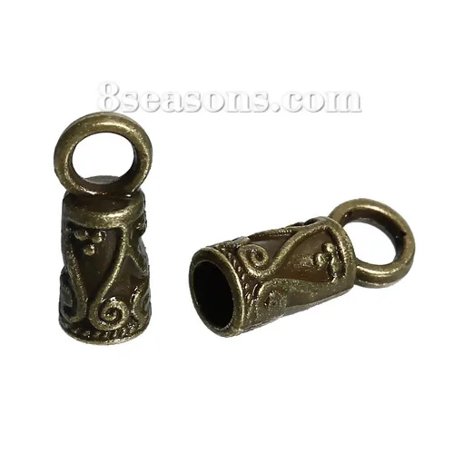 Tapas de extremo de cordón para joyería collar pulsera cilindro bronce antiguo tallado (se adapta a Cordón de 3,5mm) 14mm x 5,5mm,100 Uds Tapas de extremo de cordón para joyería collar pulsera cilindro bronce antiguo tallado (se adapta a Cordón de 3,5mm) 14mm x 5,5mm,100 Uds