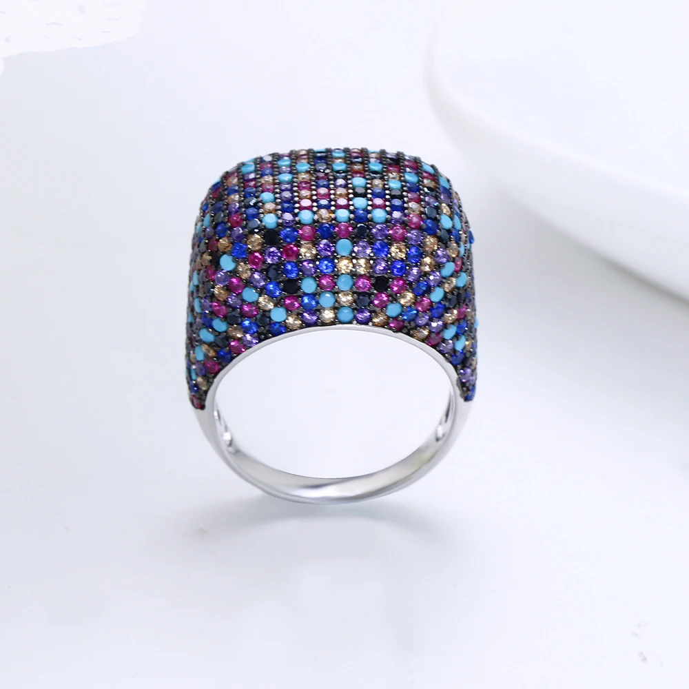 DreamCarnival 1989 Recommend High Square 925 Silver Rings for Women Weddding Anniversary Must Have Luxury Zircon Ring SJ31022RB