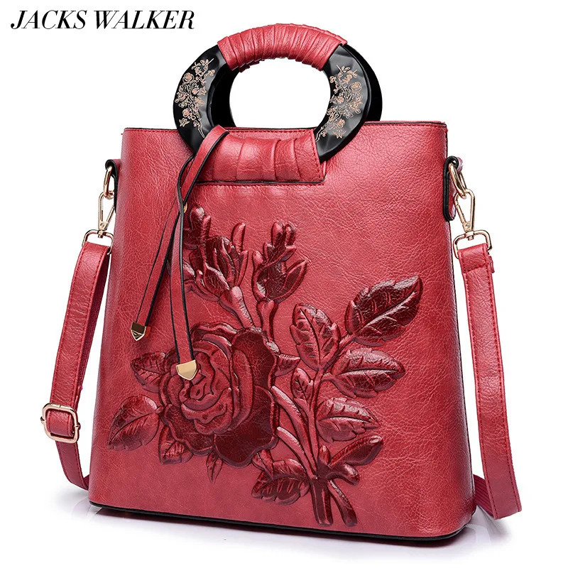 

New Fashion Chinese Style Women Handbags Pu Leather Ladies Flower Shoulder Bags Female Girl Brand Luxury Design Crossbody Bag