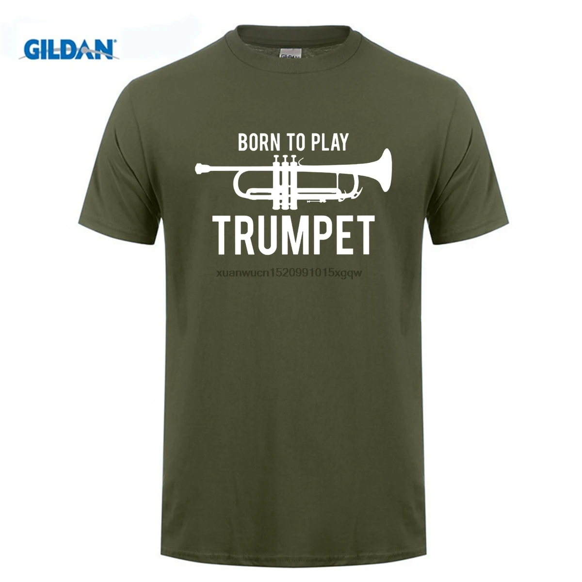 

GILDAN Brand T-Shirt Men 100% Cotton Short Sleeve O-Neck Born To Play Trumpet Print T Shirt Men