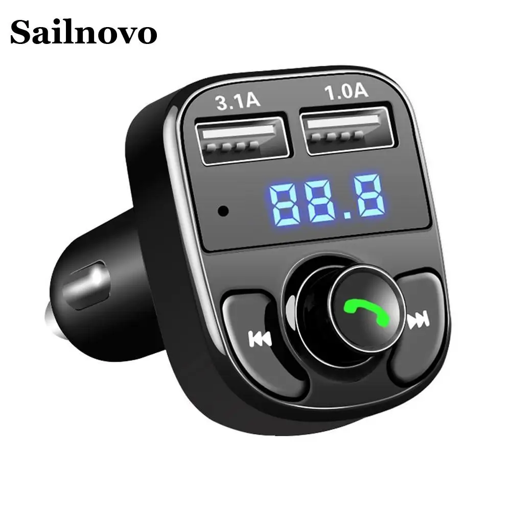 5V 3.1A Auto Car FM Transmitters Aux FM Modulator Bluetooth 4.0 Handsfree Car Audio MP3 Player with Quick Dual USB Car Charger