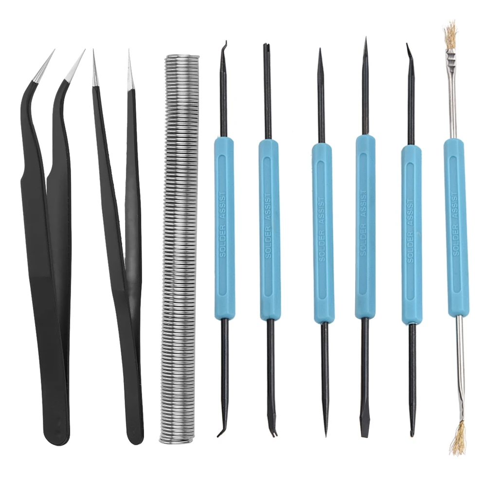 

New 9pcs Electronic Circuit Board Auxiliary Welding Tool Kit with Tweezers Tin Lead