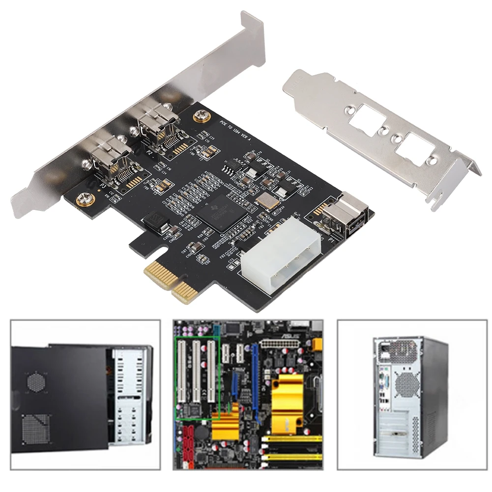 

PCI E to 3-port 1394B Video Capture Card 800Mbps Controller Card Adapter FireWire 800 PCIe PCI On Sale