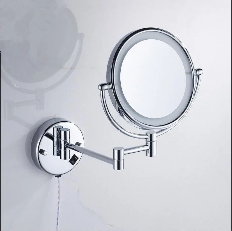 Настенное зеркало в ванную комнату 8 дюймов Латунь 3X/1X увеличительное зеркало светодиодный свет складное зеркало для макияжа косметическое зеркало леди подарок