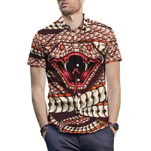 Cobra с принтом Мужская рубашка с коротким рукавом летняя повседневная мужская пляжная гавайская рубашка мужская блузка Топ