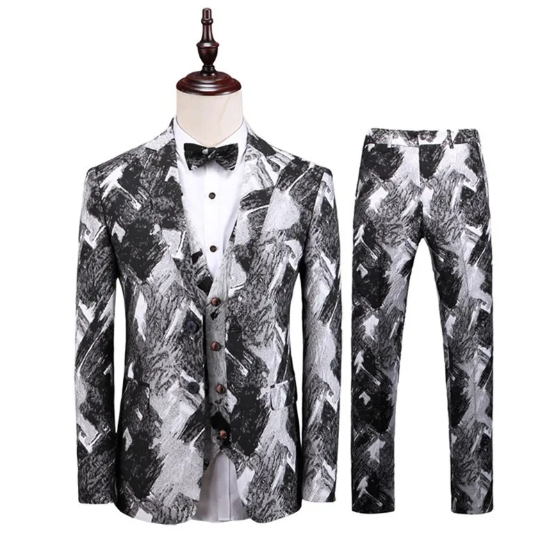 

Wedding Dress Suit Men Costume Homme Blazer Men 2019 Mens Floral Suits Mens Business Formal Wear Tuxedo 3PC Men Suit Plus Size