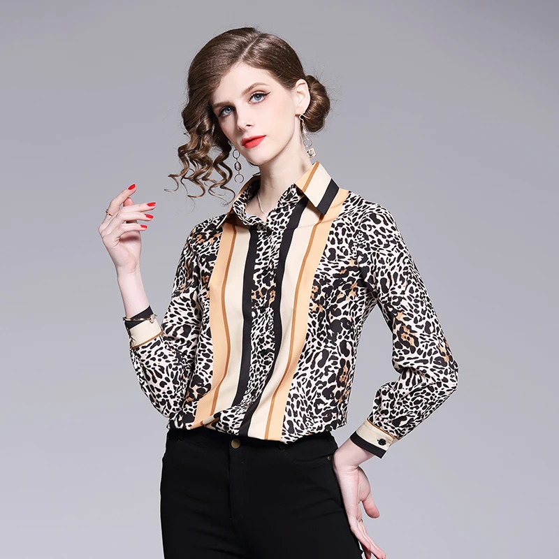Анималистичным принтом под леопарда блузки женские 2021 рубашка Blusas Mujer De Moda