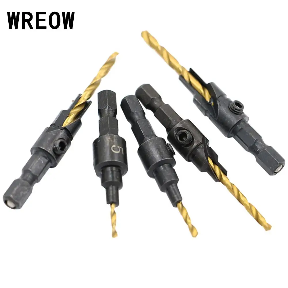 

5pcs Woodworking HSS Carpentry Countersink Drill Bit Set 1/4 Hex Shank Counterbore Sink Bits For Screw Sizes
