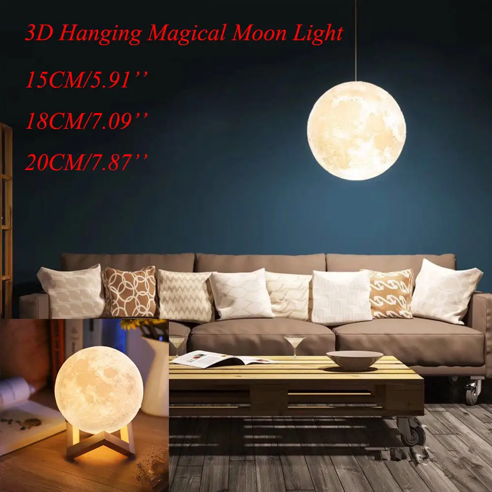

3D USB LED Magical Hanging Night Light Moonlight Table Desk Moon Lamp Xmas Decor