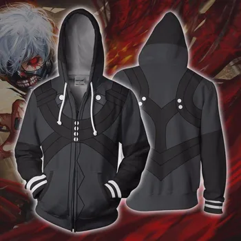 

Zip hoodie Ken Kaneki 3D printing unisex sweatshirt men's hooded hoodie BIANYILONG brand custom hip hop new