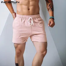 INCERUN Модные Полосатые мужские шорты для фитнеса бодибилдинга на шнурке мужские спортивные шорты джоггеры повседневные шорты Masculino трусы