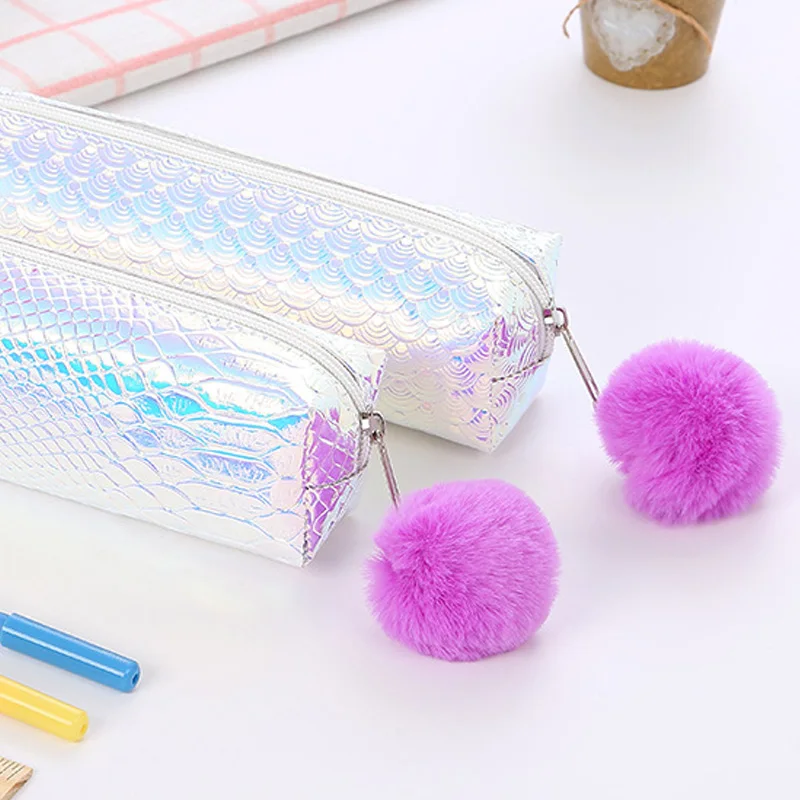 

Cute Mermaid Pencil Kawaii Plush Pencil Pouch Case Creative Laser Pen Case For Girls Gifts School Office Supplies Stationery