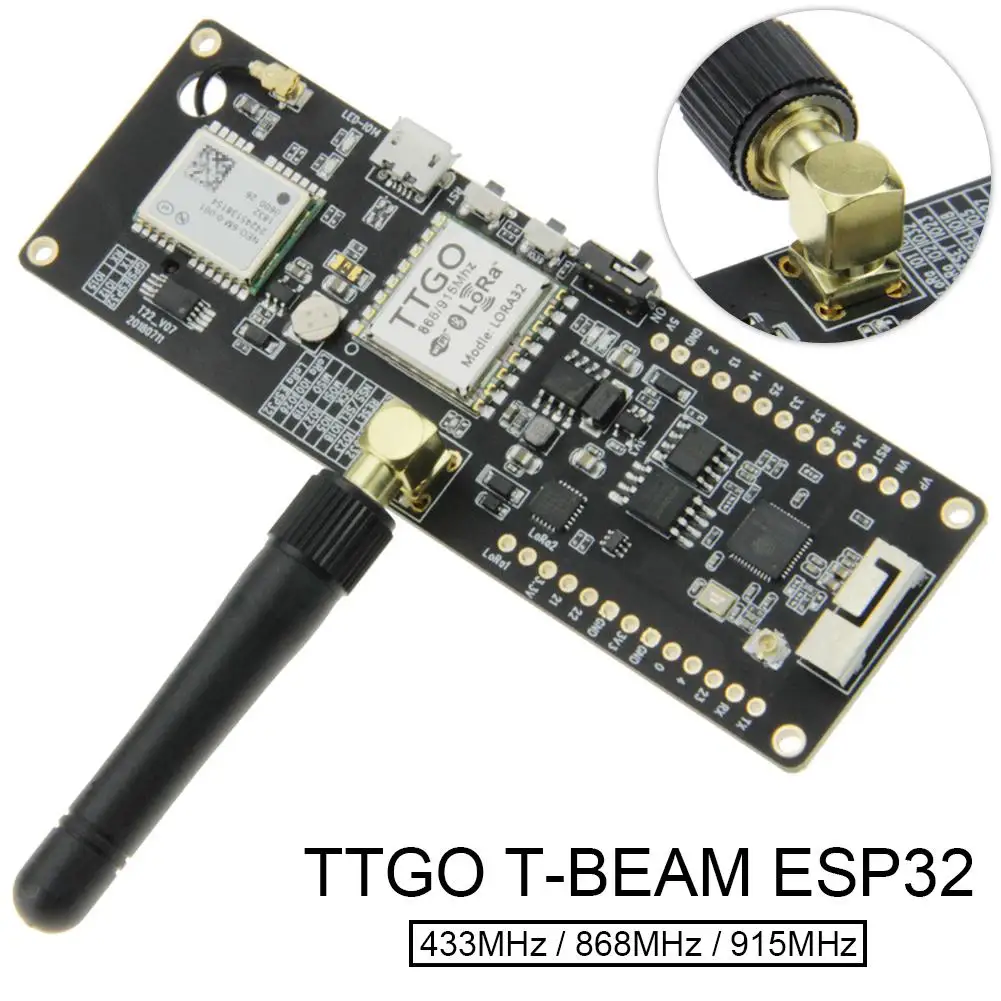 

TTGO T-Beam ESP32 433 868 915Mhz WiFi Wireless Bluetooth Module GPS NEO-6M SMA LORA 32 18650 Battery Holder with SoftRF
