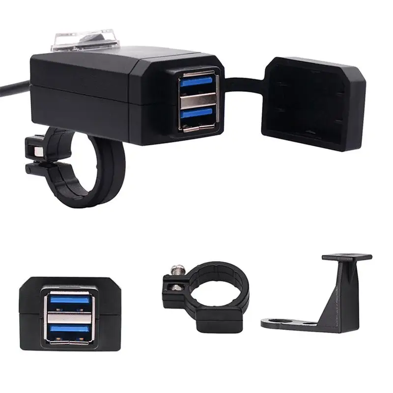 

Motorcycle Charger QC 3.0 Dual USB DC12-24V Motorbike Phone Charger With Switch ATVs Sleds Motorbike Universal Fuse Power Supply