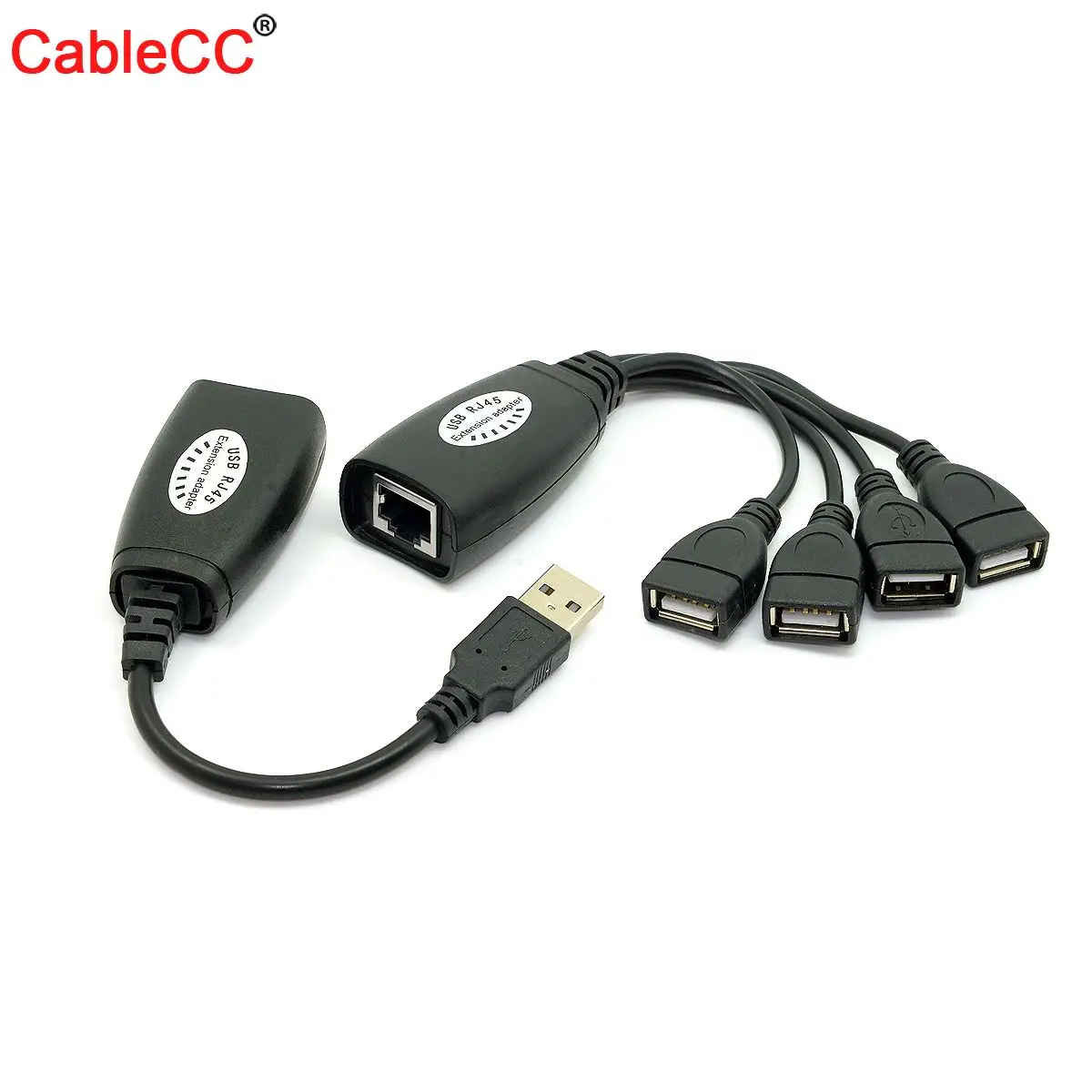 

Cablecc 4-port USB 2.0 USB UTP extender hub up to 30M With power adapter for USB extension