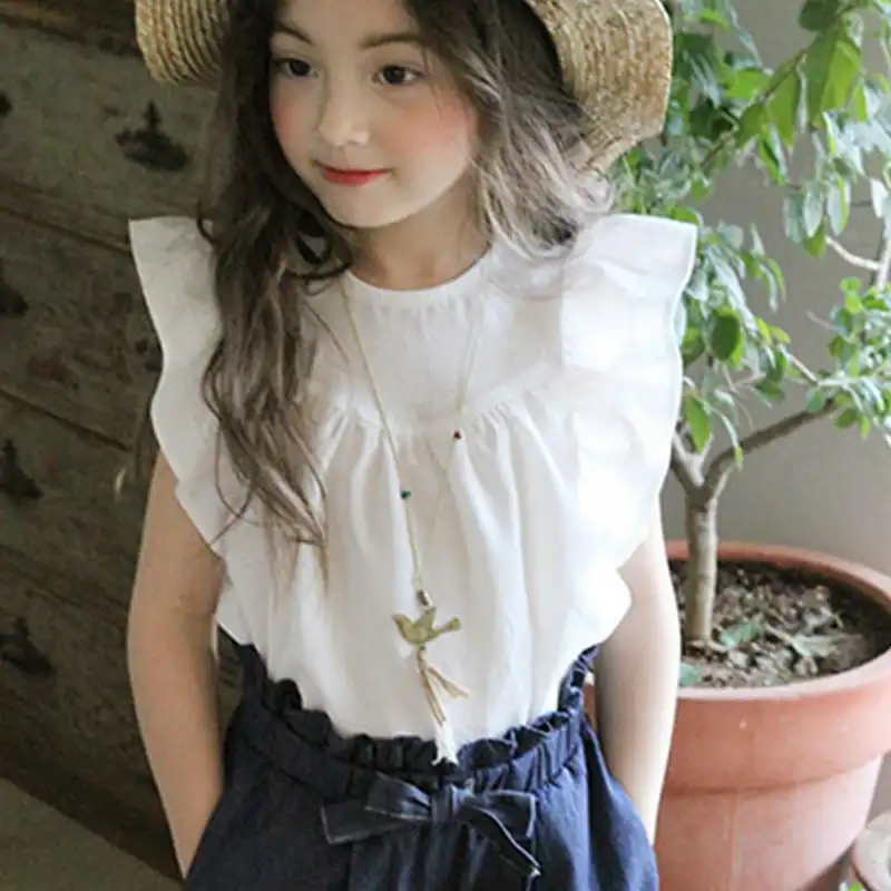 Blusa Con Volantes De Princesa Blanca Para Niñas De 3 A 10 Años Ropa De Verano Tops De Manga Corta Camisa Bonita Para Primavera 2019 Blusas Y Camisas Aliexpress