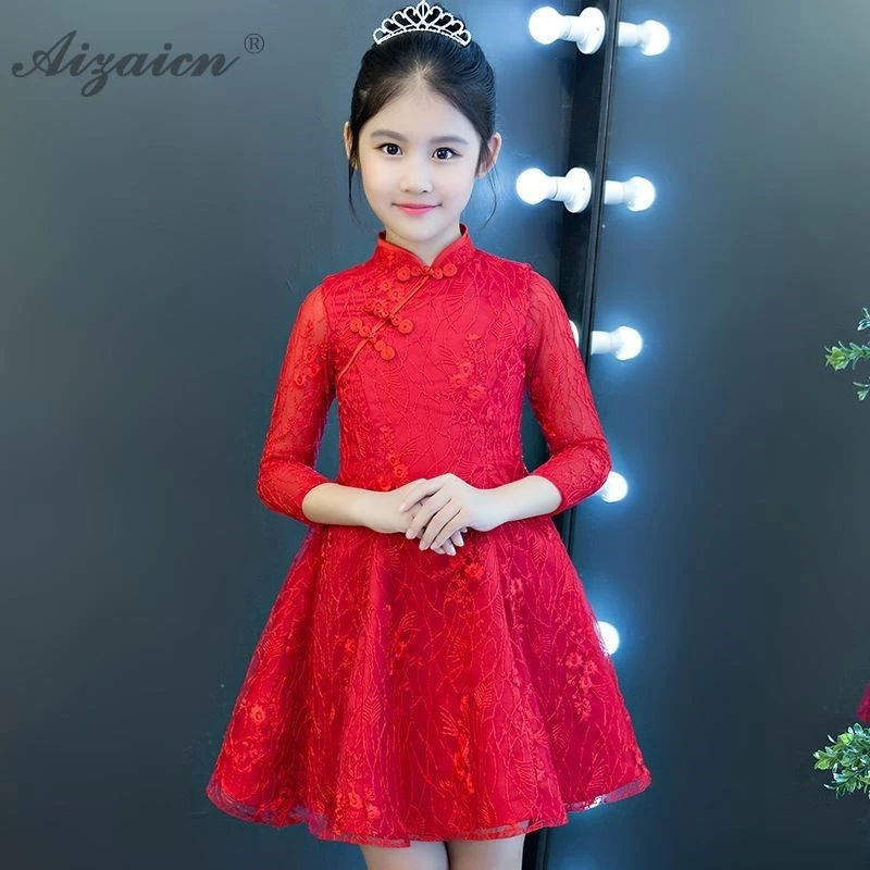 red lace qipao