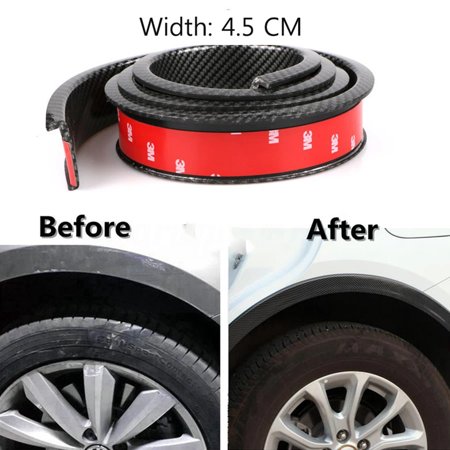 2X 4.5cm//1.5M Width Car Fender Flare Wheel Eyebrow Trim Protector Lip Universal