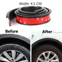 

2pcs Car Fender Flare Extension Wheel Eyebrow 4.5cm Widening Rubber Trim Protector Stripe Black Universal