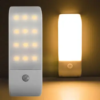 

Potable LED Motion Sensor Night Light 12 SMD Closet Lights USB Owered Wireless Cabinet Motion Detector Wall Lamp