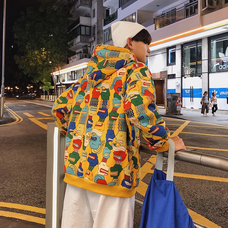 DEKUSI New Pattern Personality Interest Printing Man Even Hat Increase sweatshirts men bape hoodies Casual Pullover Coat | Мужская