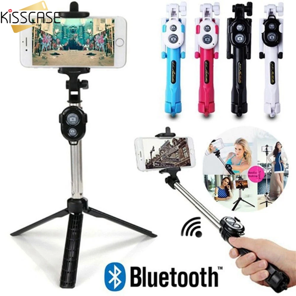 

KISSCASE Multifunction Bluetooth Wireless Remote Selfie Stick for iPhone Handheld Shutter Foldable Tripod Monopod for Smartphone