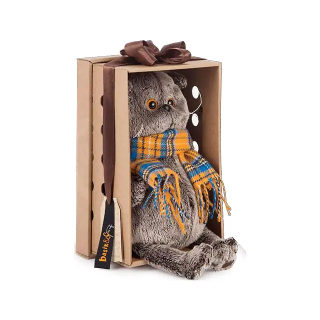 Мягкая игрушка Budi Basa Кот Басик с сердцем из бархата, 19 см