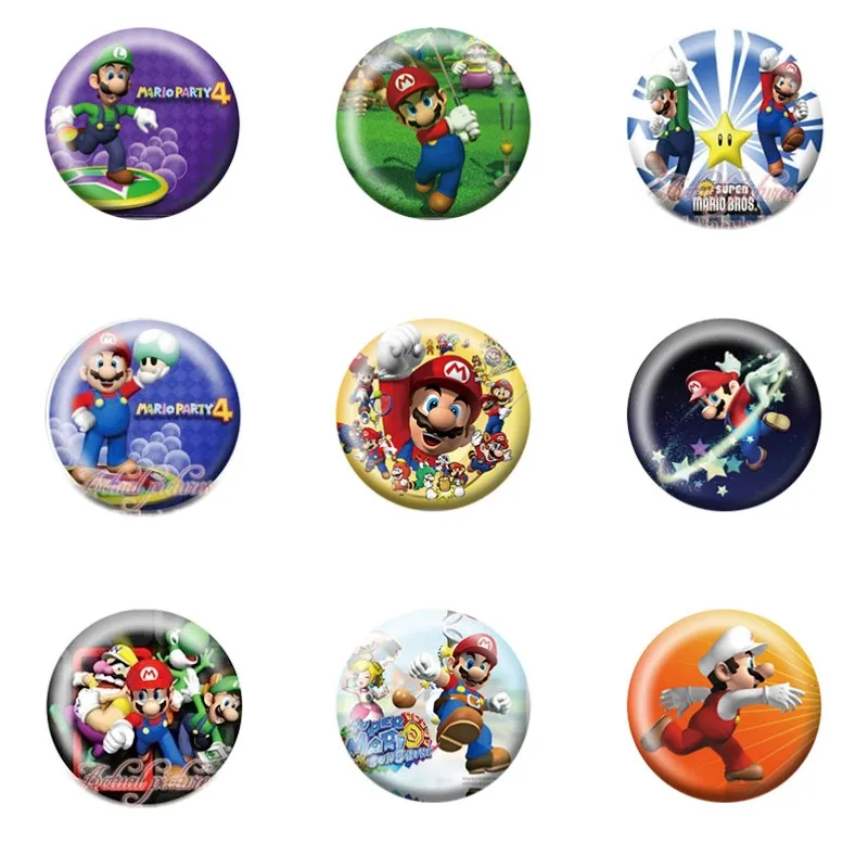 

18pcs Super Mario Bros Cartoon Figure Buttons Pin Badges Round Brooch Clothes School Bag Accessory DIY Craft Party Favor