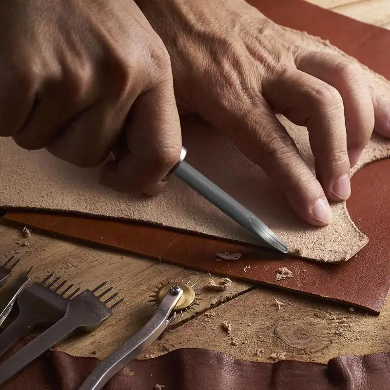 0,8 мм-1,2 мм острый кожаный Кромкорез Beveling Skiving Leathercraft триммер DIY кожаный режущий инструмент с деревянной ручкой