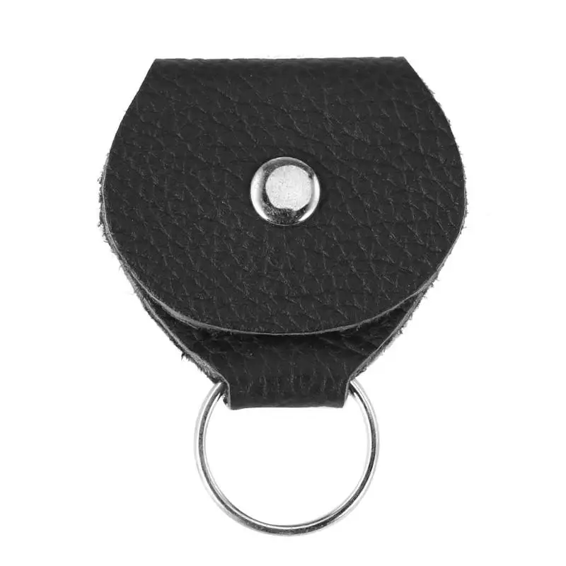 Leather Guitar Paddle Bag Atril Cowhide Metal Keychain Guitar Picks Holder Plectrum Case Collection Guitar Parts Accessories