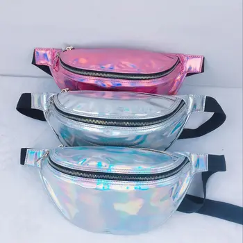 

Bling Waterproof Fanny Pack Zipper Up Women Glitter Shinny Waist Bag Fashion Small Pouch Hip Purse Bum Belt Bag