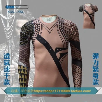 

Top 3D Print T-shirt Aquaman Skin Costume T-shirts Tight Sport Tee Cosplay Halloween Party Accessories