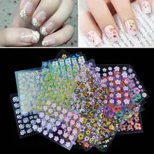 Красота 30 листов 3D Цветочный дизайн наклейки для ногтей Смешанные цвета Дизайн ногтей Наклейка для маникюра штамповка Слайдеры для ногтей наклейки