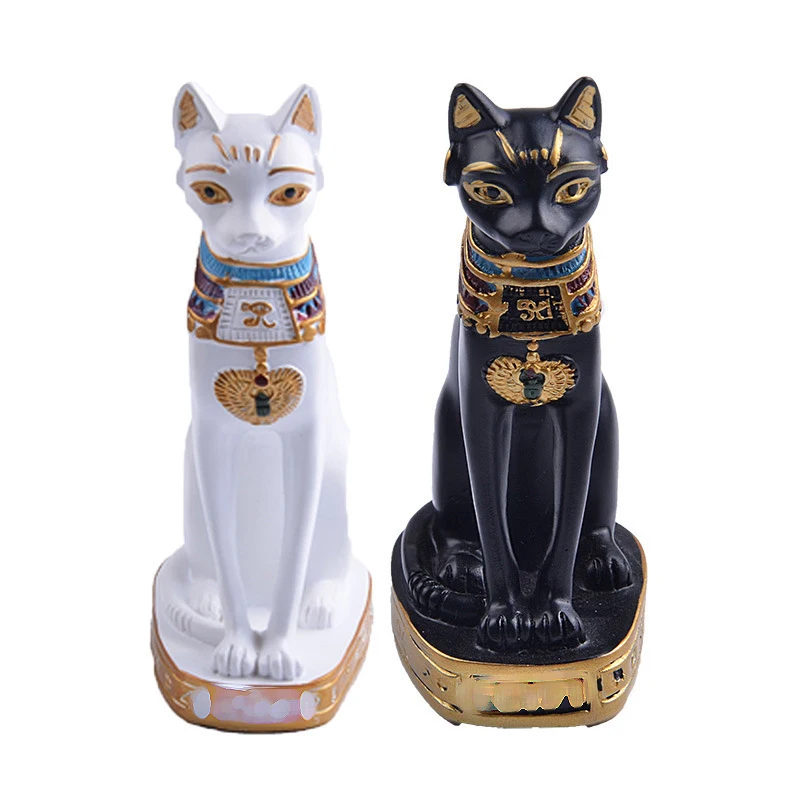 

Egyptian Cat God Sculpture Figurine Ancient Egypt Natural Resin Craft Statue home bedroom office table decoration 3*2*6.5cm