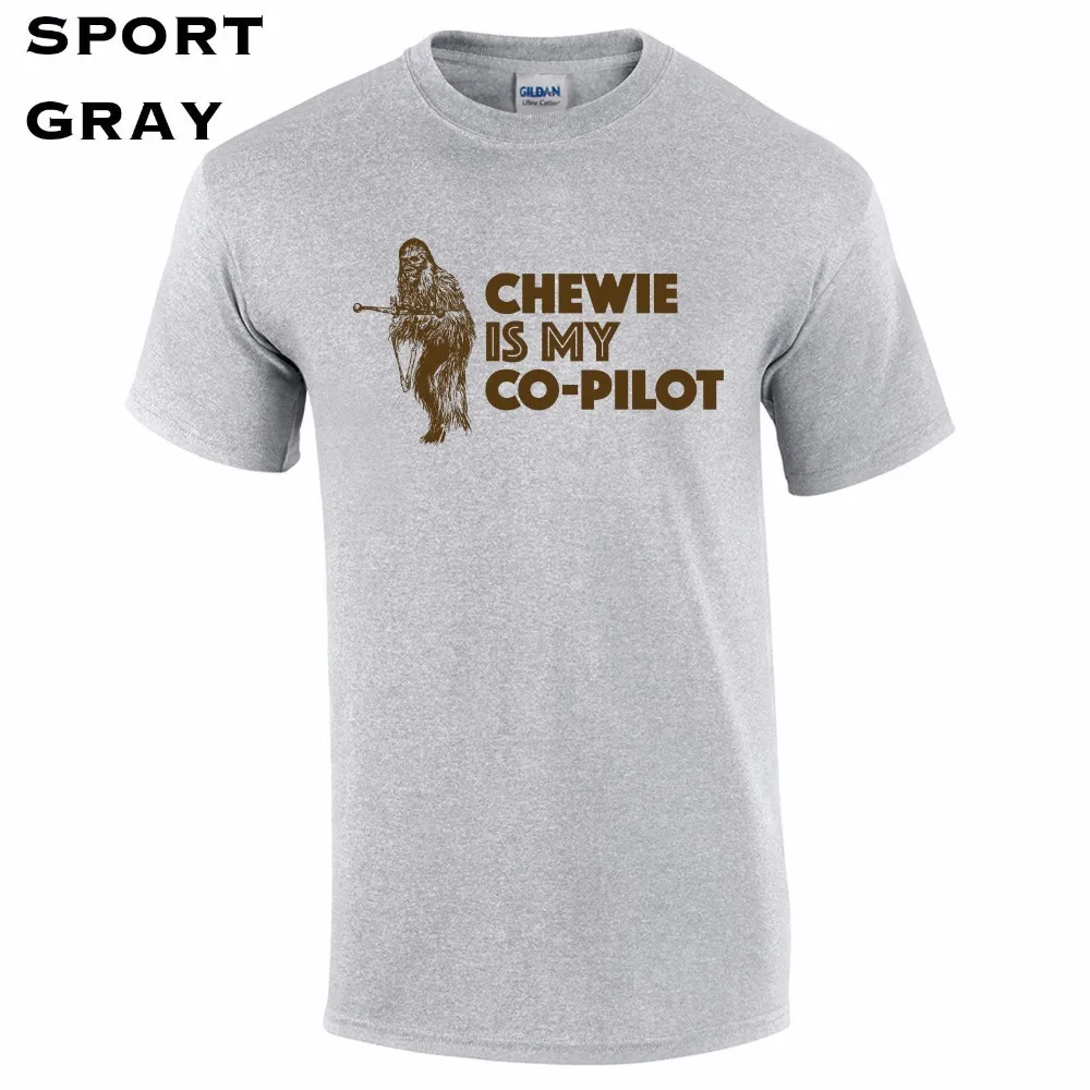 2018 Brand T shirt Homme Tees casual letter printed top quality Chewie is my Co Pilot plane flight cool retro galaxy Tee shirts | Мужская