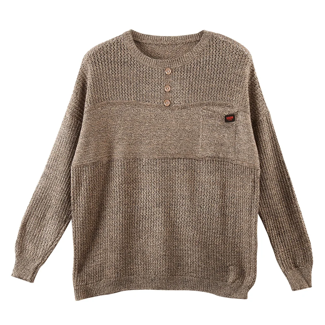 2019 Women Baggy Sweater Fashion Button O Neck Knitted Pullover Tops