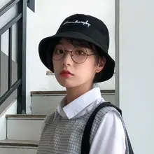 Письмо вышивка Унисекс Ведро Шляпа Лето рыбак шляпа открытый шляпа, Панама для защиты от солнца Боб Кепка s хип-хоп женская пляжная Повседневная шляпа