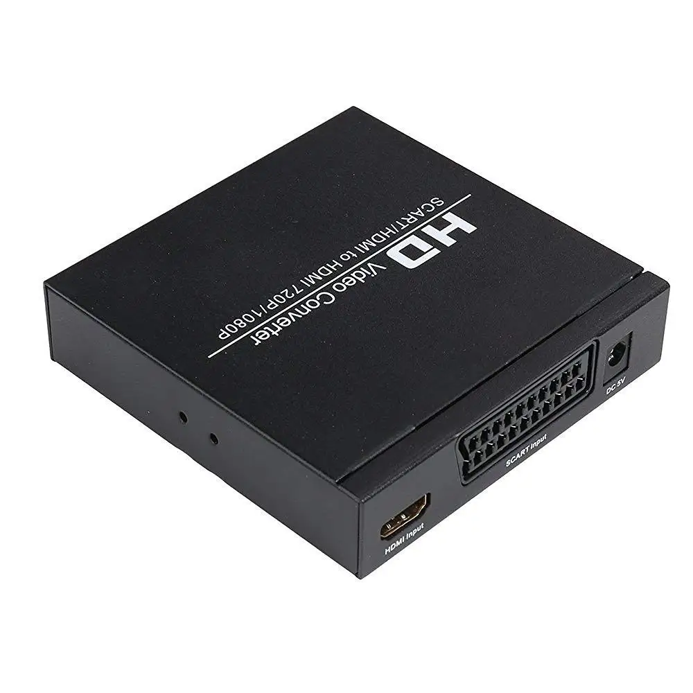  HFES PAL / NTSC SCART and HDMI to HDMI Video Converter Box 1080P Upscaler with 3.5mm and Coax Audio