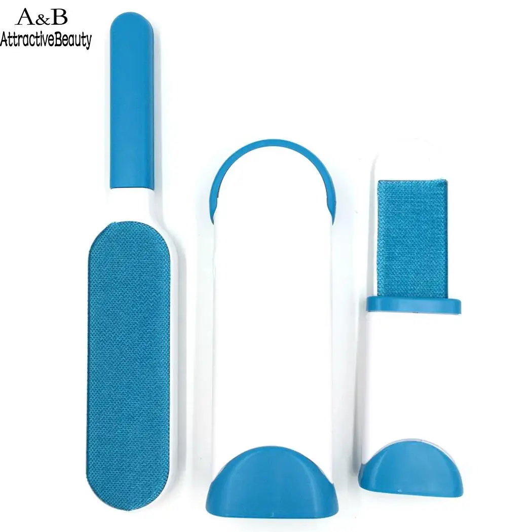 

Multipurpose Three-Piece Pet Brush Pet Sticky Hair Tool Hair Removal Brush Home Dog Cat Remover Blue