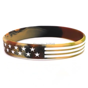 

100pcs USA American Flag in Black and Army Green wristband silicone bracelets free shipping by ePacket A